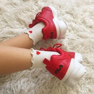 FILA WOMENS DISRUPTOR II PREMIUM SNEAKER IN RED